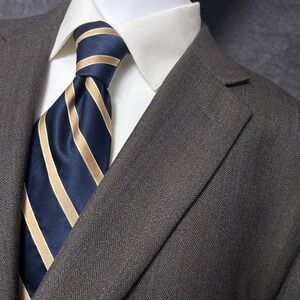 Joseph Feiss Gold Sport Coat 52R Brown Wool Herringbone Windowpane Blazer Jacket